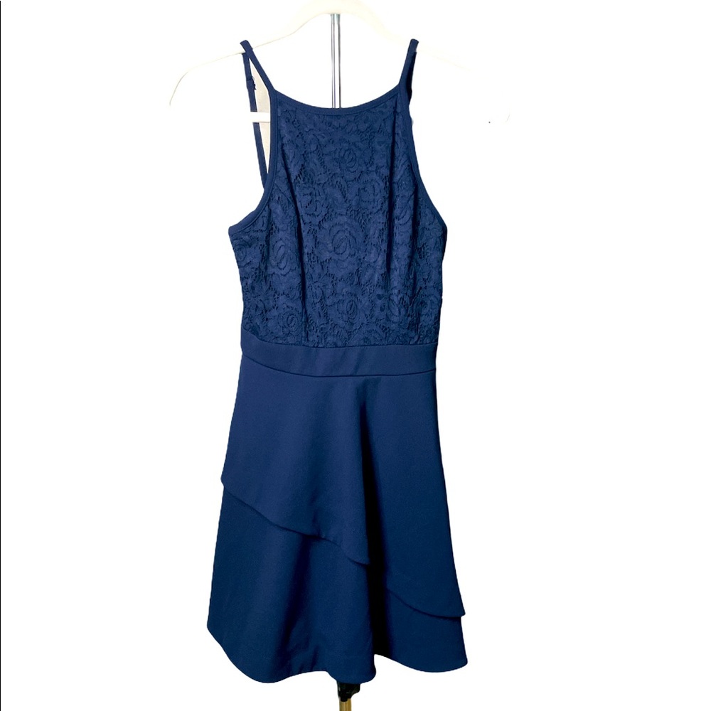 Speechless Navy blue Dress /w Lace Top Size 5 NWT